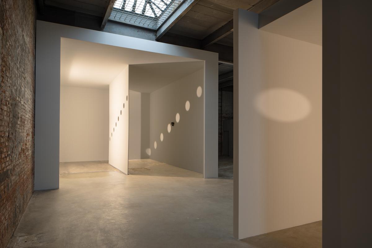 Installation view of Nancy Holt's work Holes of Light installed at Dia:Chelsea