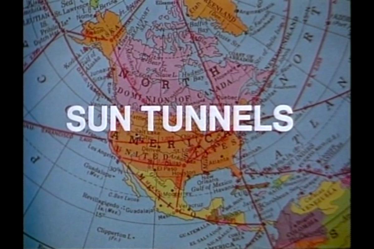 a map of north america with the words "Sun Tunnels" overlayed in large white letters