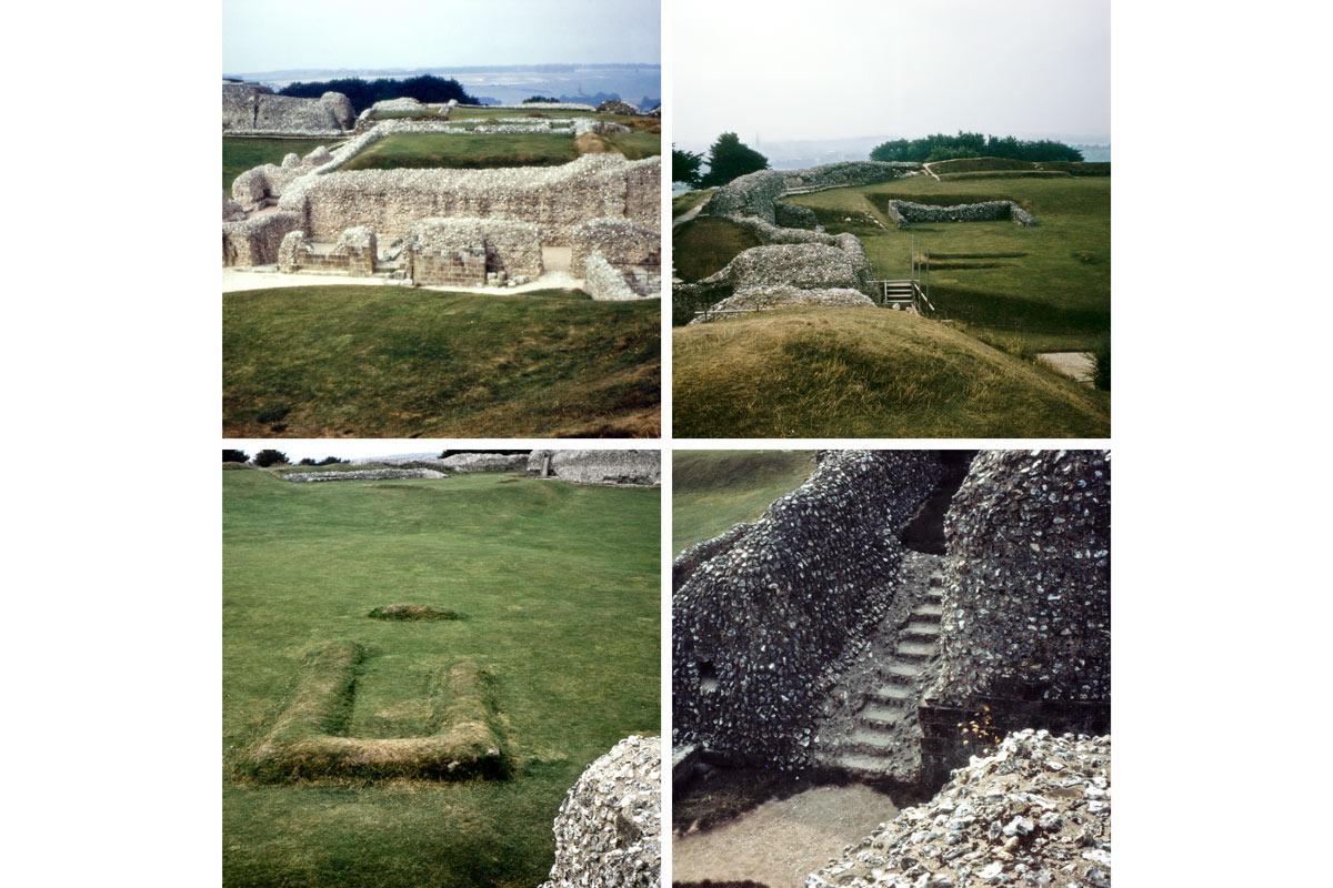 composite image of four stone ruins