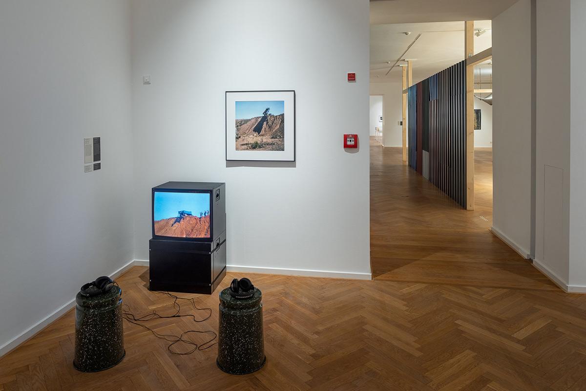 installation view of Robert Smithson's Asphalt Rundown at Mining Photography