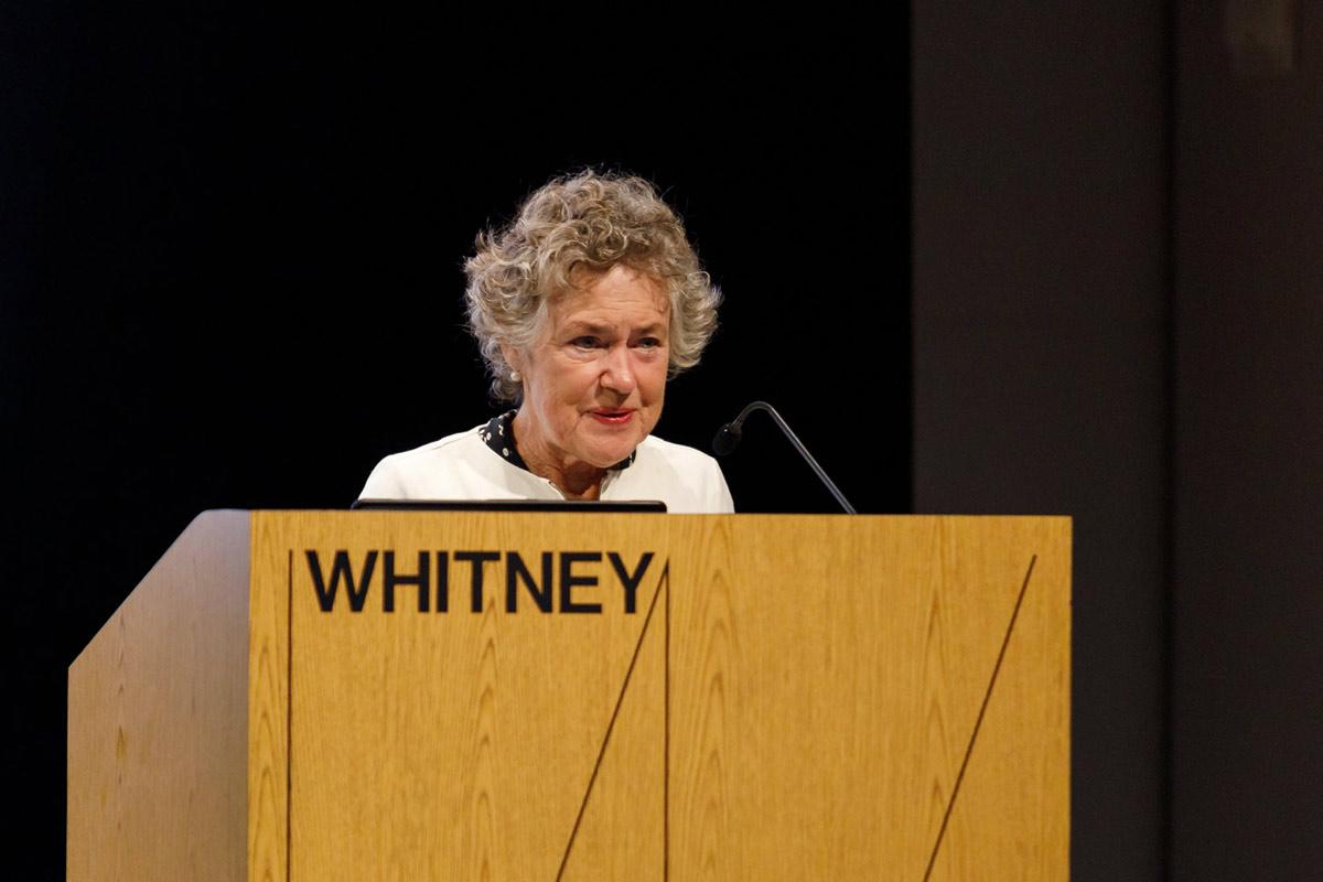 Anne Wagner giving her lecture on Holt and Smithson at the Whitney Museum of American Art