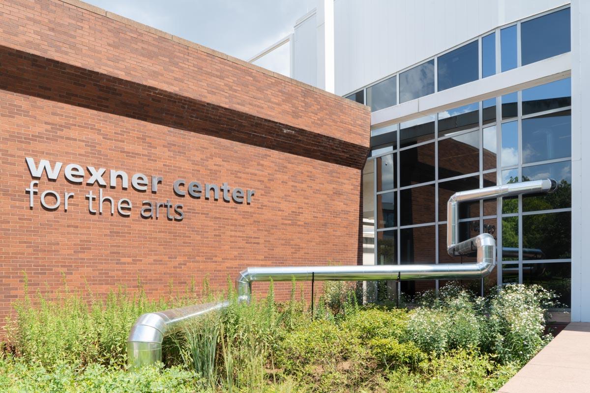 Nancy Holt's pipeline outside of the Wexner Center for the Arts