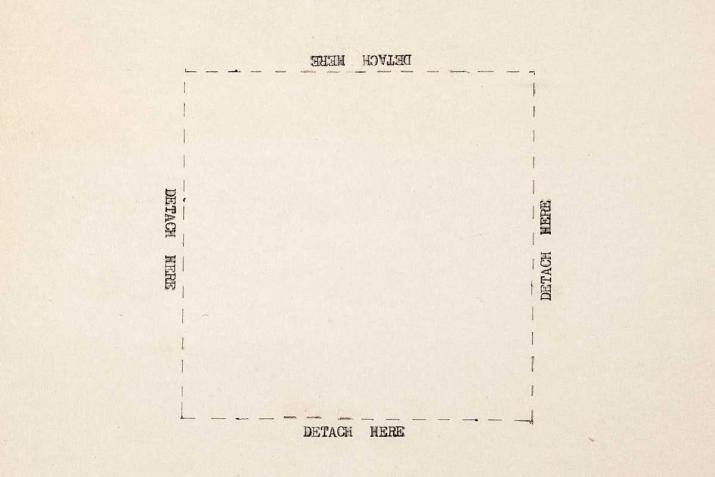 a square of perforated lines with the instruction "Detach here" along each side