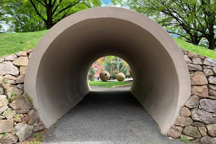 View through a tunnel in Nancy Holt's Dark Star Park