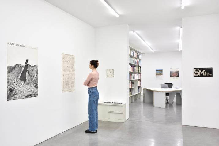 Installation view of Robert Smithson posters in Paris