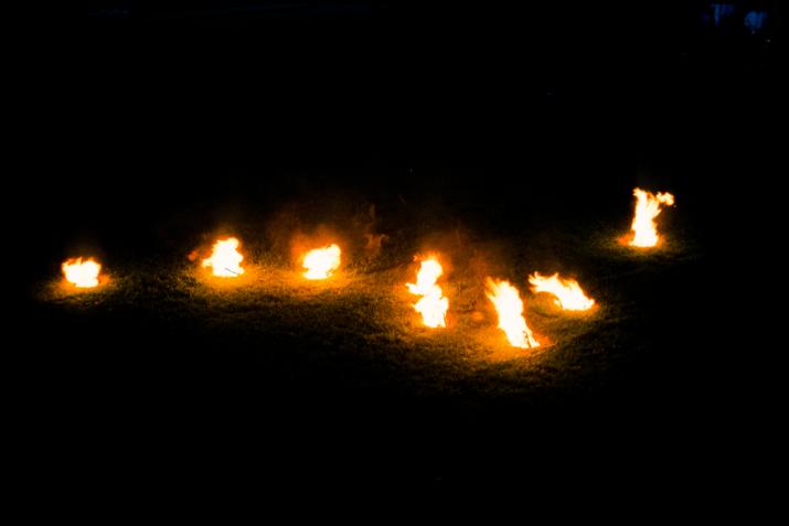 firepits installed in the ground in the shape of the Big Dipper
