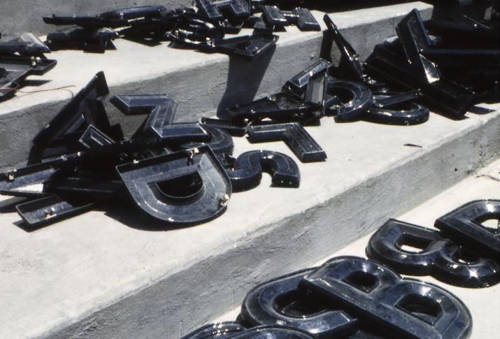 signage letters on steps