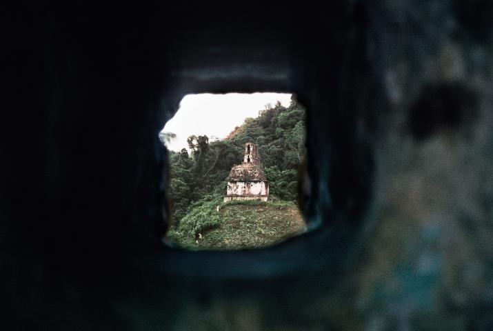 a view through a Mayan temple