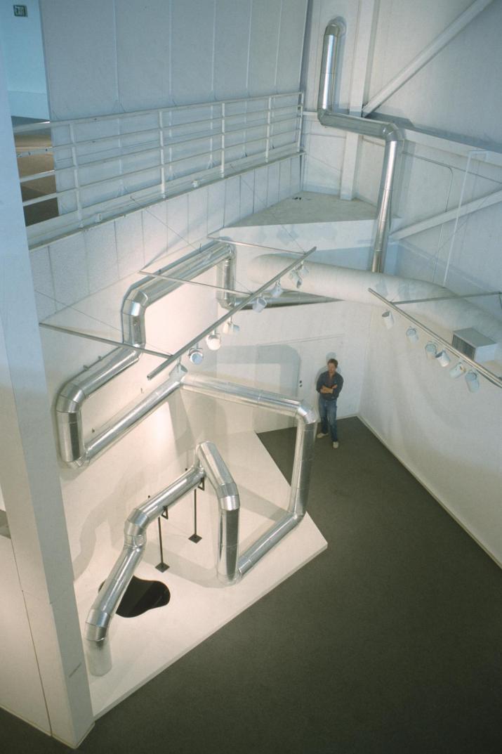 an image of a pipeline inside a gallery