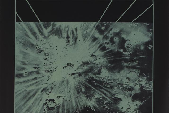 detail of a lithograph of a moon