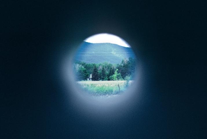 a circular view of the Montana landscape