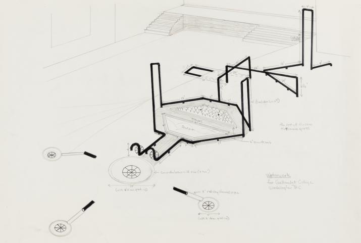 drawing for a sculpture working with drainage systems