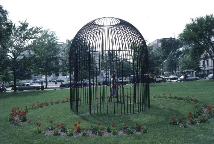 sculpture made of wrought iron in a park