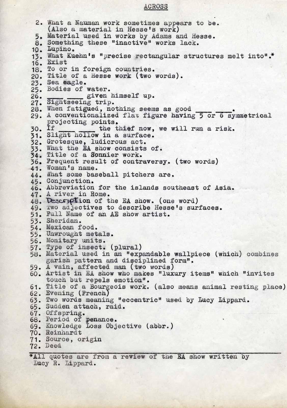 Crossword Work Holt Smithson Foundation Crossword Work Holt Smithson Foundation