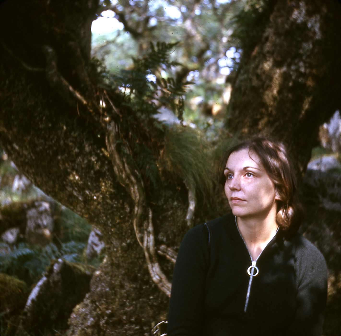 Nancy Holt in Wistman's Wood, UK. 1969.