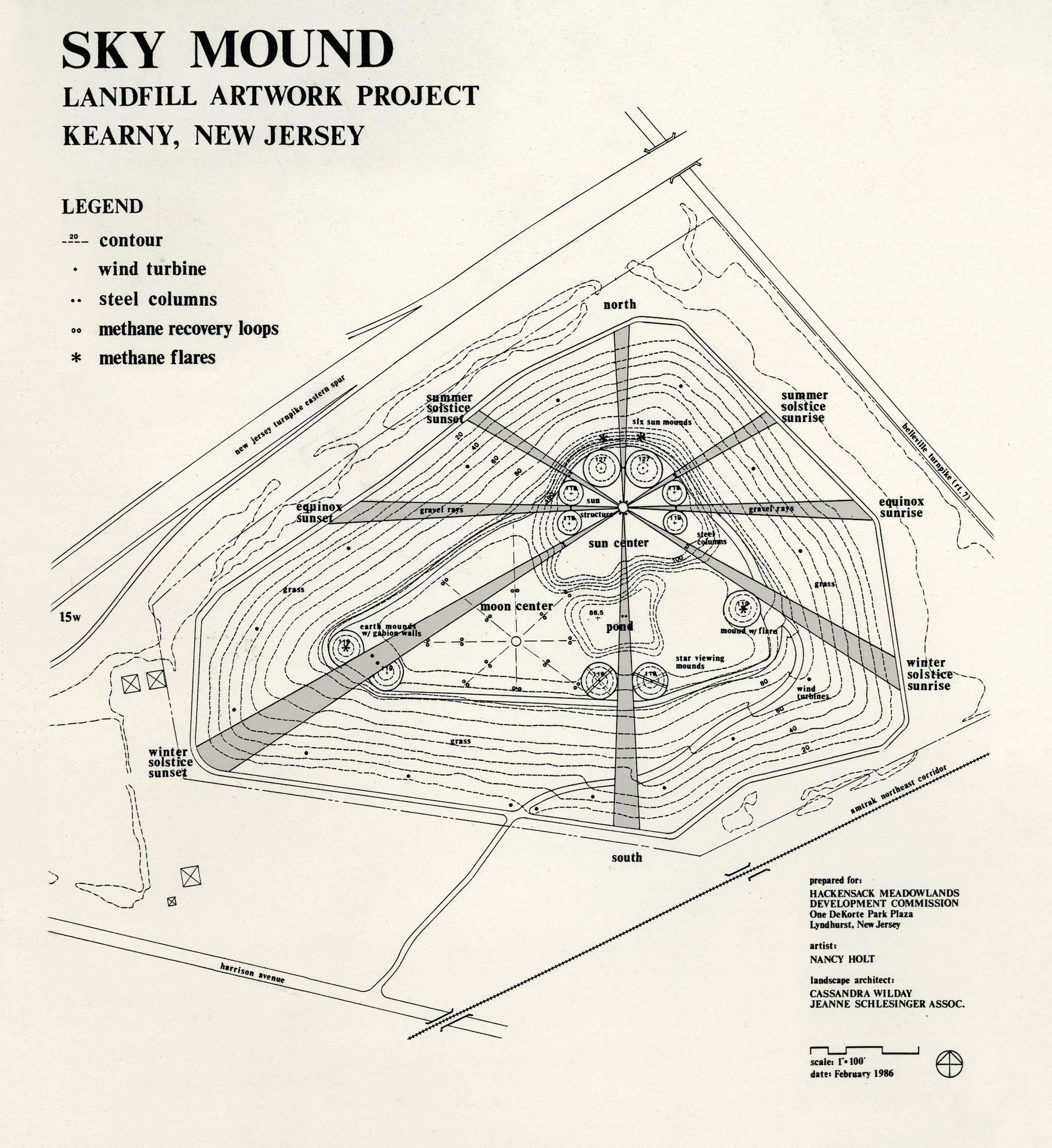 A site plan of Nancy Holt's Sky Mound