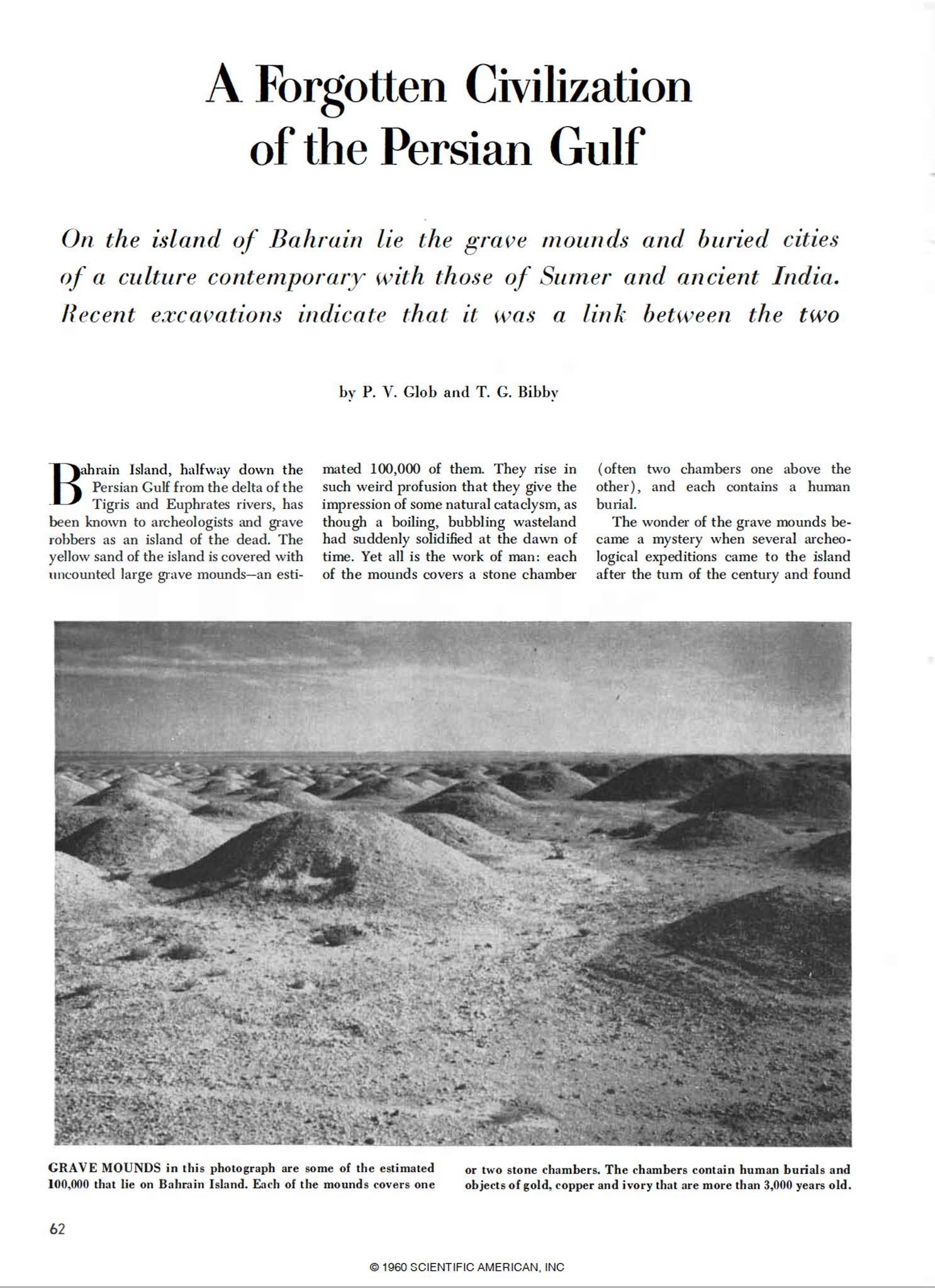 magazine spread showing burial mounds