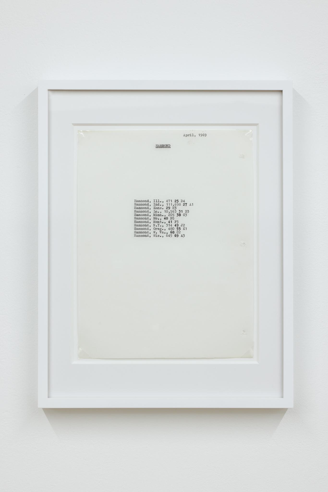 a framed typewritten paper