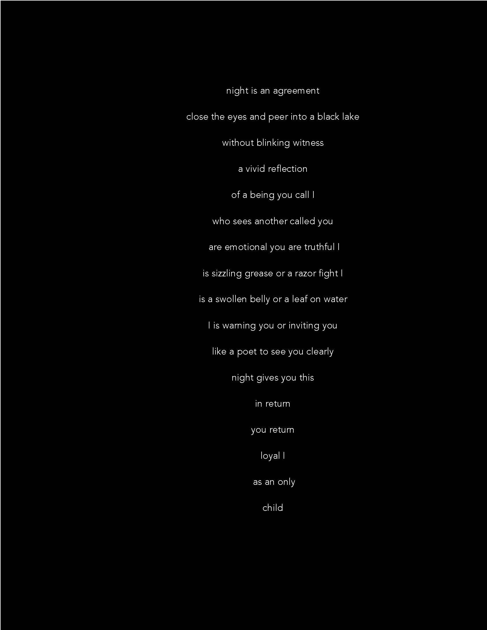 a poem of white text on a black background