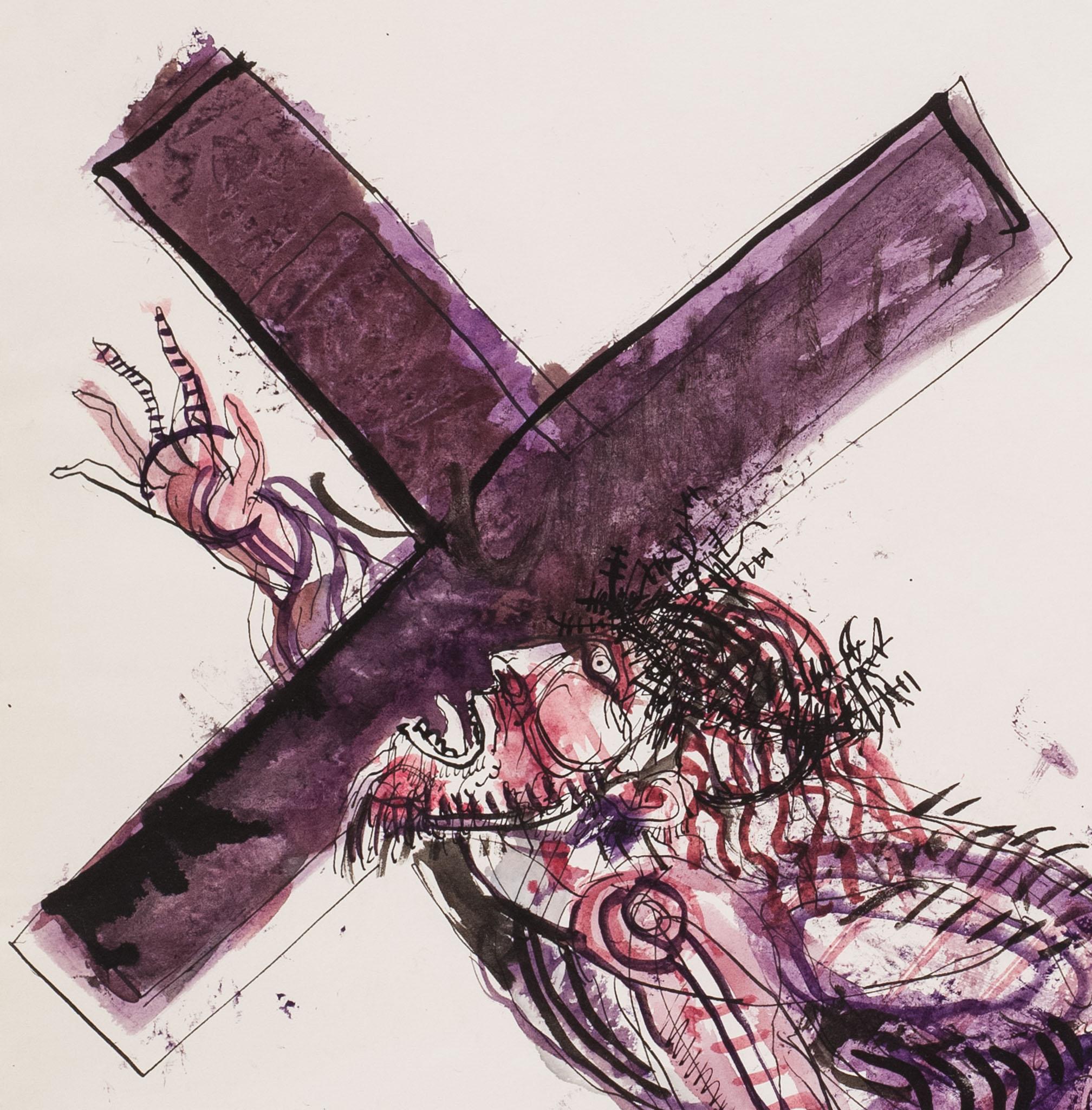 drawing of Christ Carrying the Cross