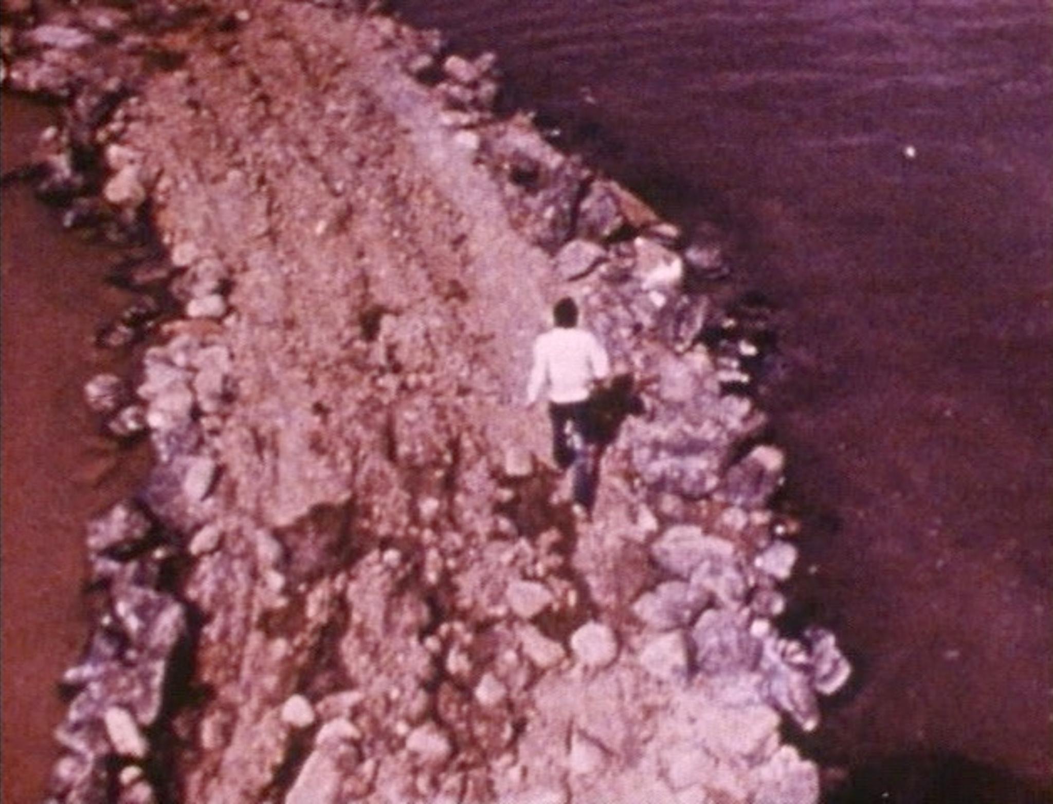 film still from Spiral Jetty