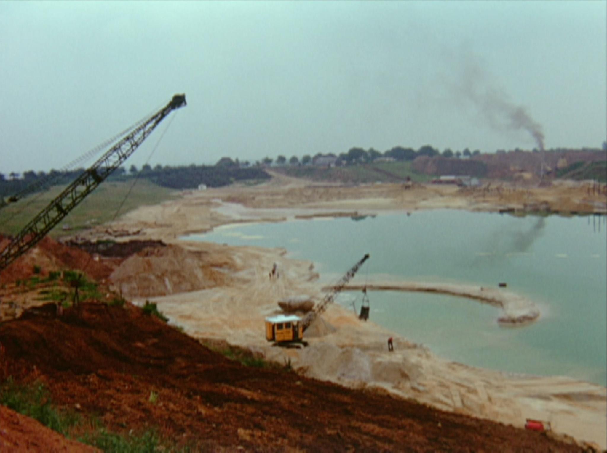 an overview of an active sand quarry
