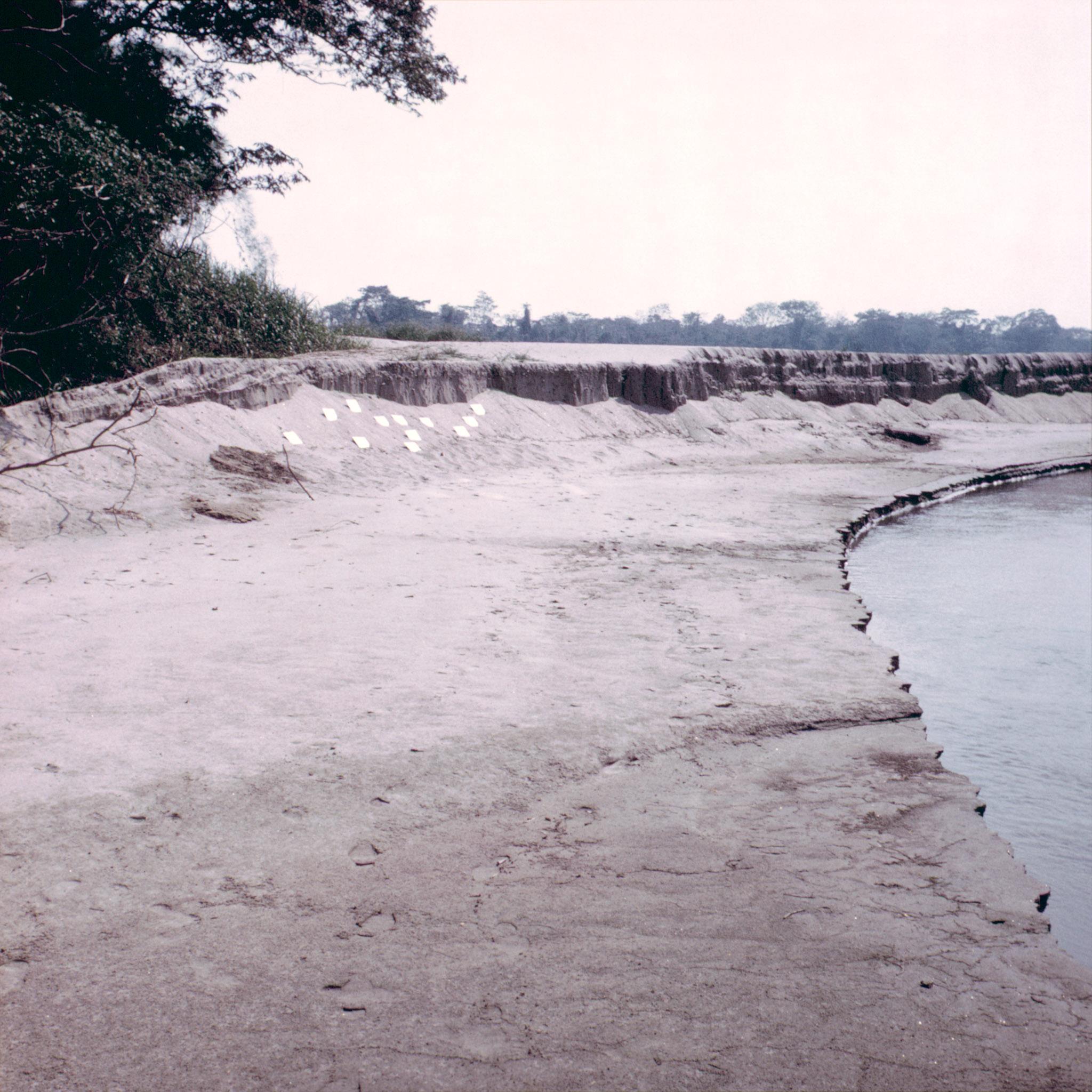 square mirrors on a sandy shore