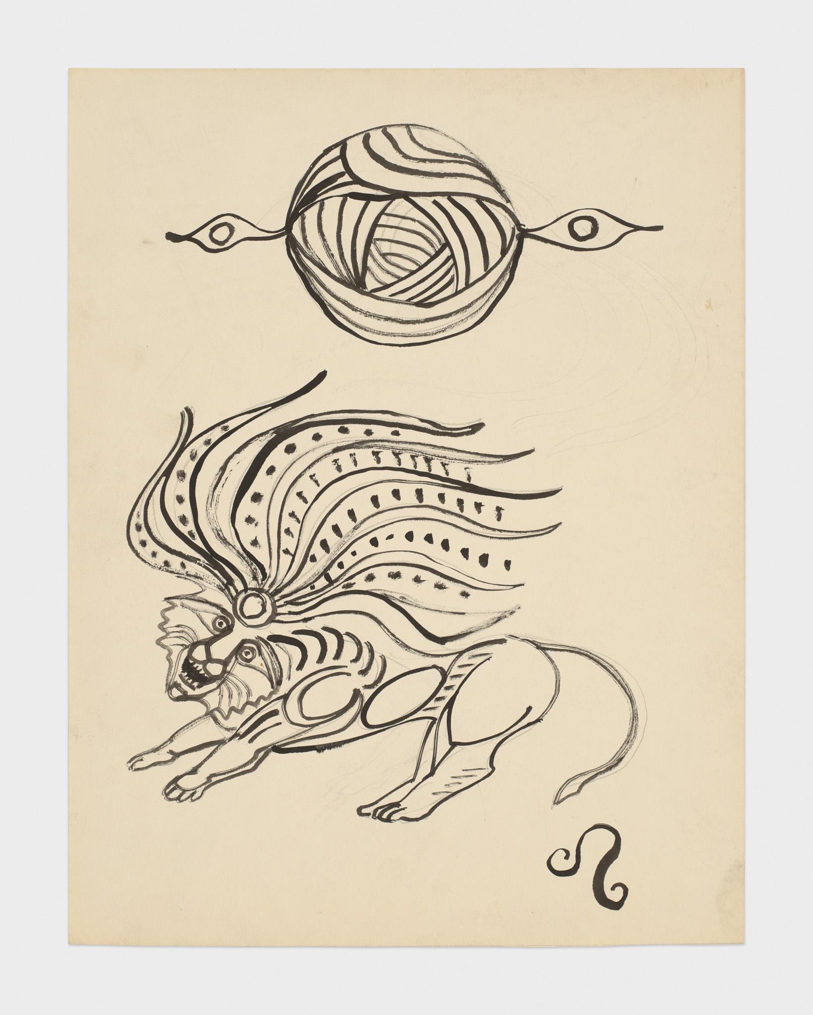 Ink drawing of the astrological signs by Robert Smithson