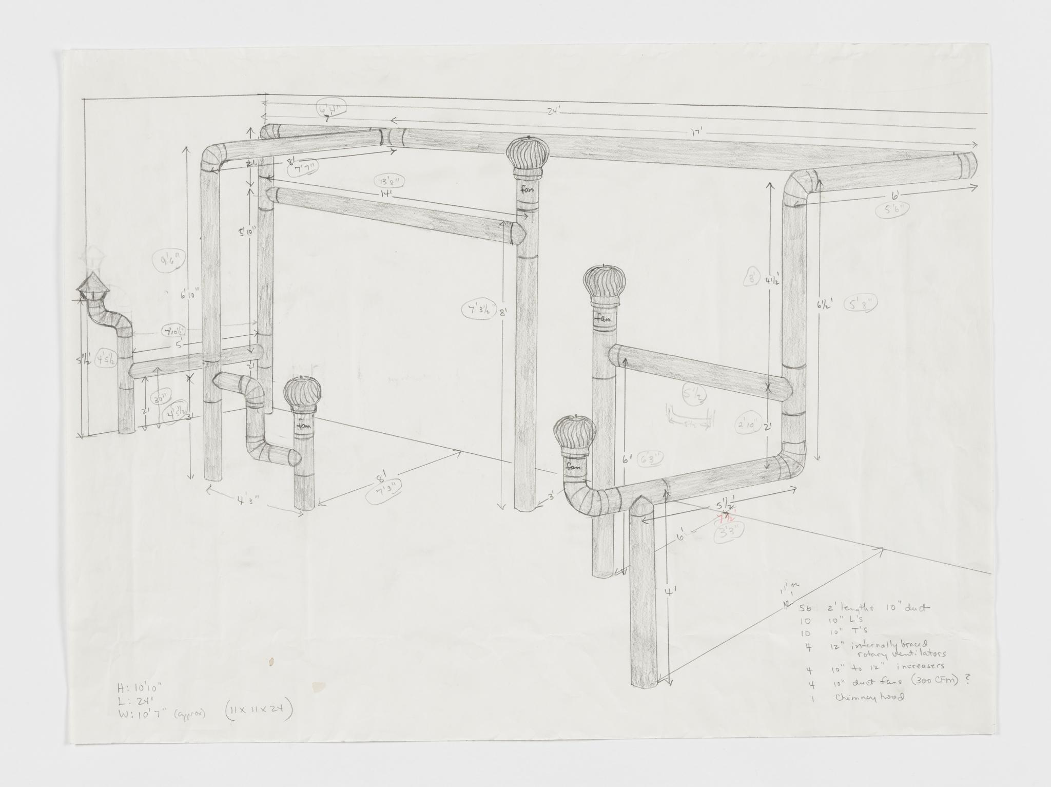 Nancy Holt Untitled drawing for Ventilation I (ca. 1985)