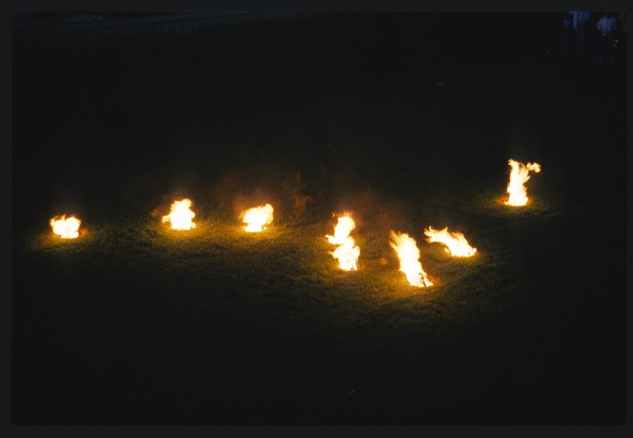firepits installed in the ground in the shape of the Big Dipper
