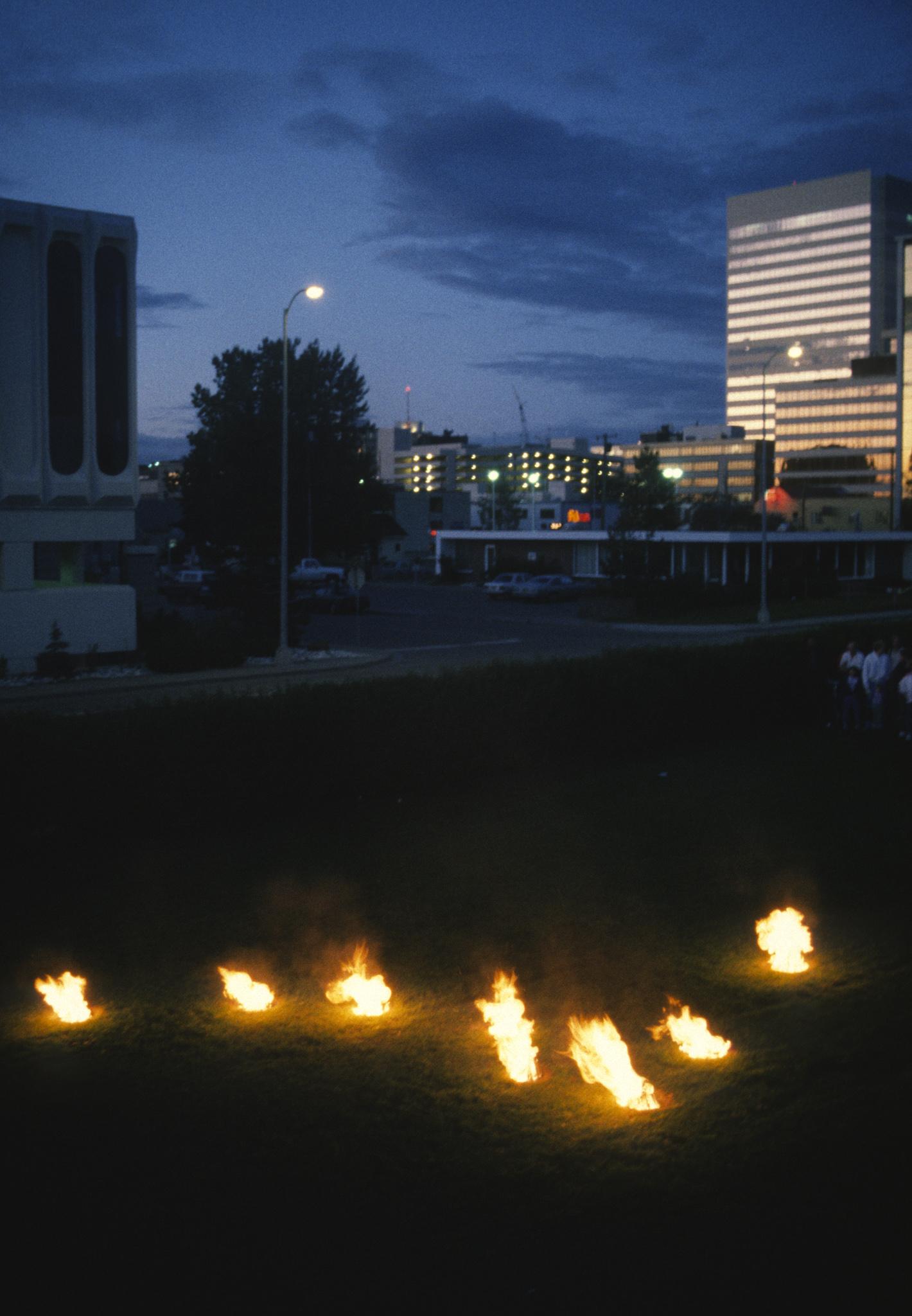firepits installed in the ground in the shape of the Big Dipper