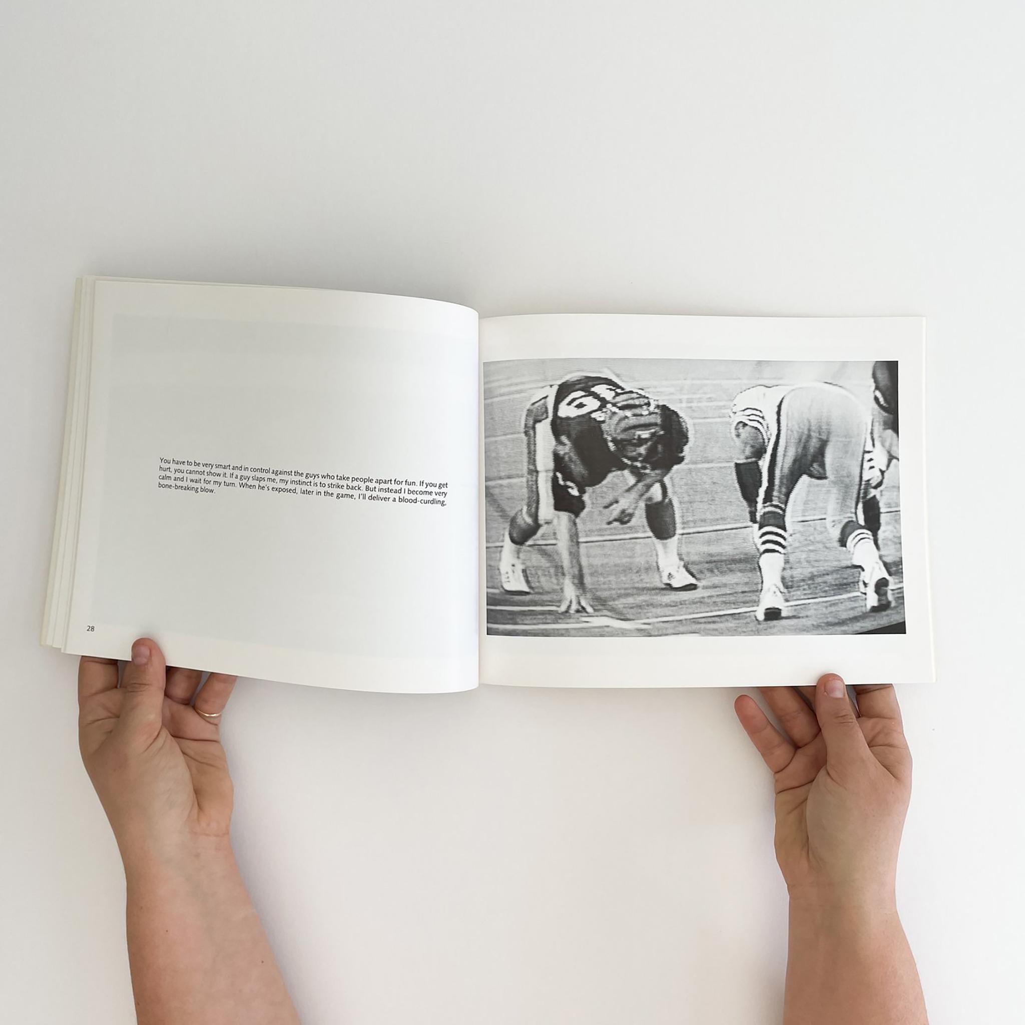 An artist book depicting images of football paired with text