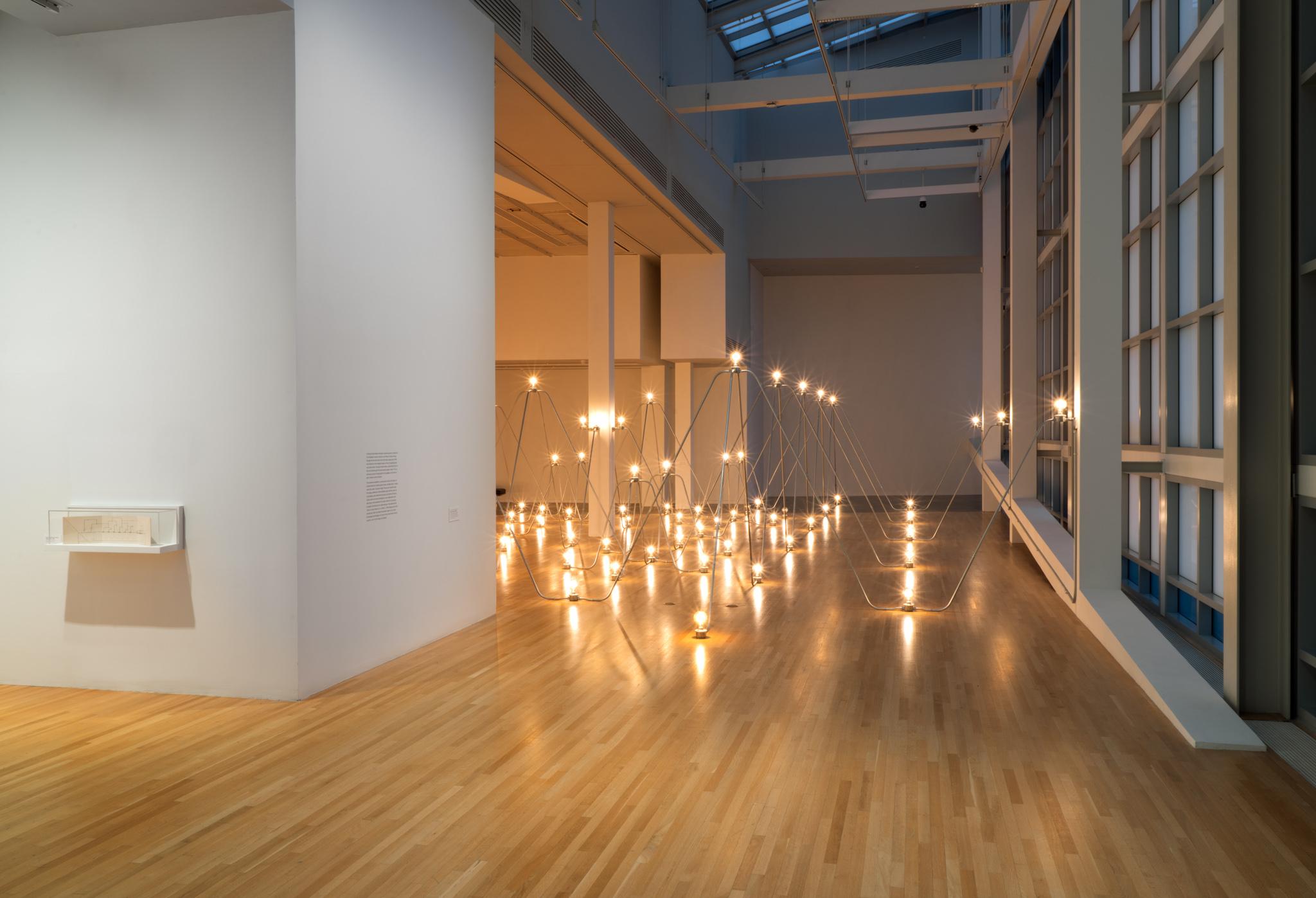 Nancy Holt's Electrical System installed at the Wexner Center