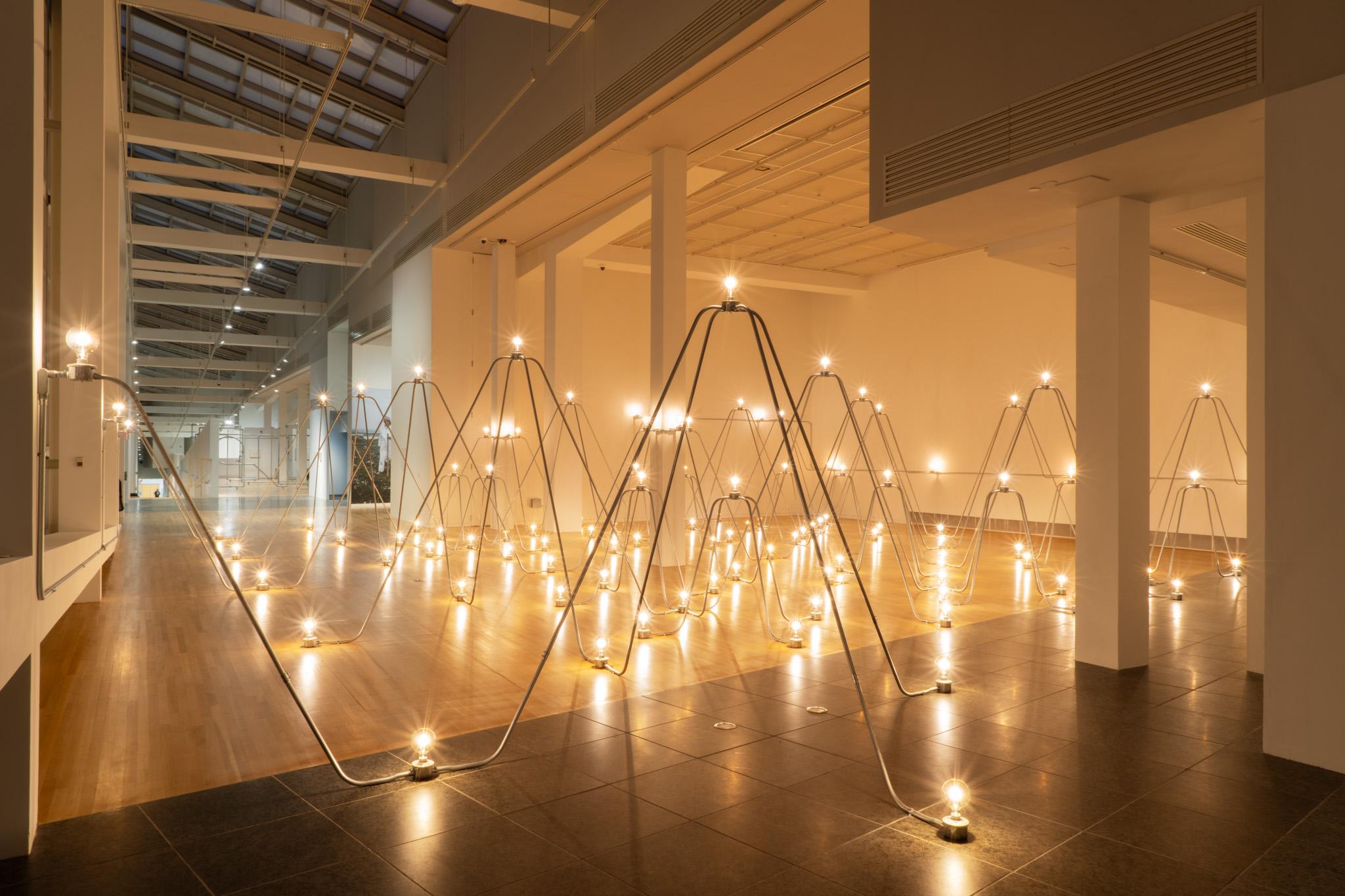 Nancy Holt's Electrical System installed at the Wexner Center