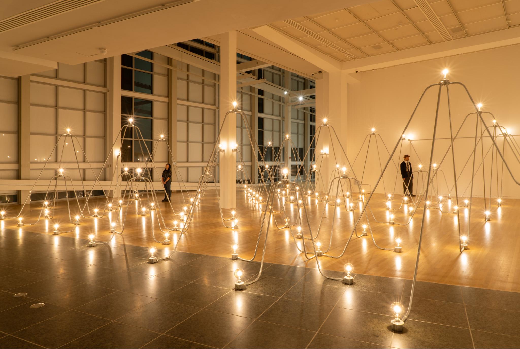 Nancy Holt's Electrical System installed at the Wexner Center