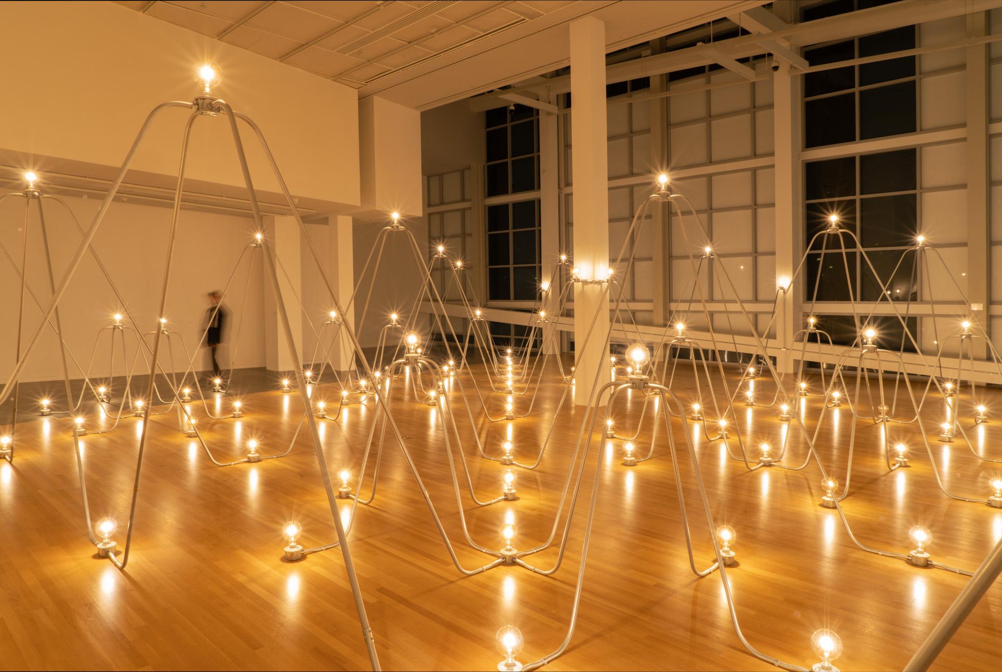 Nancy Holt's Electrical System installed at the Wexner Center