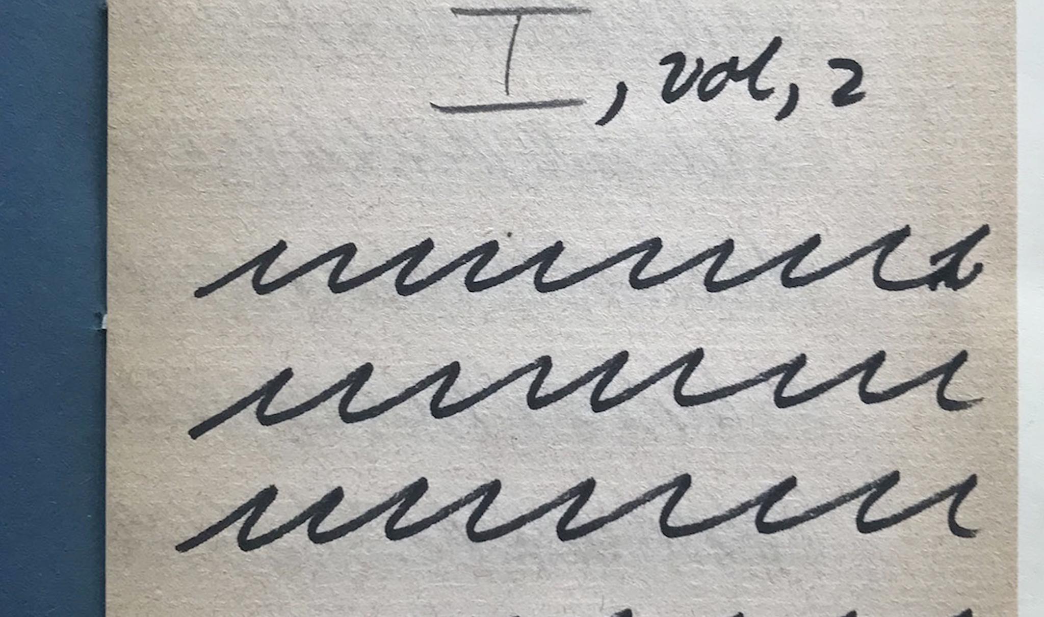 a book filled with simple looping graphite lines