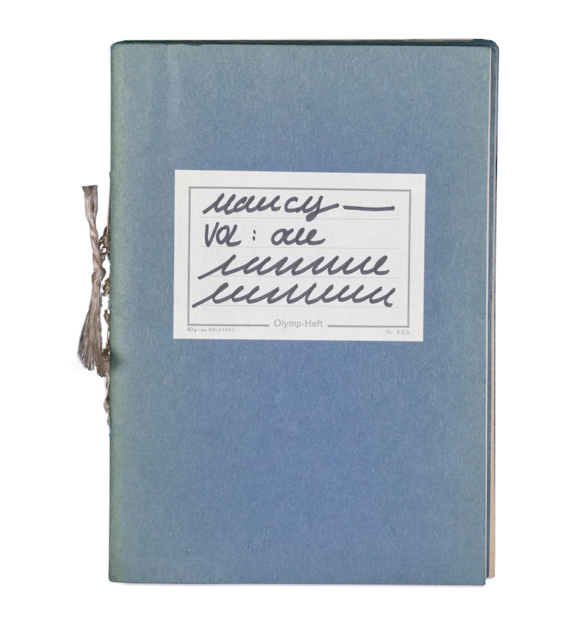 a book filled with simple looping graphite lines