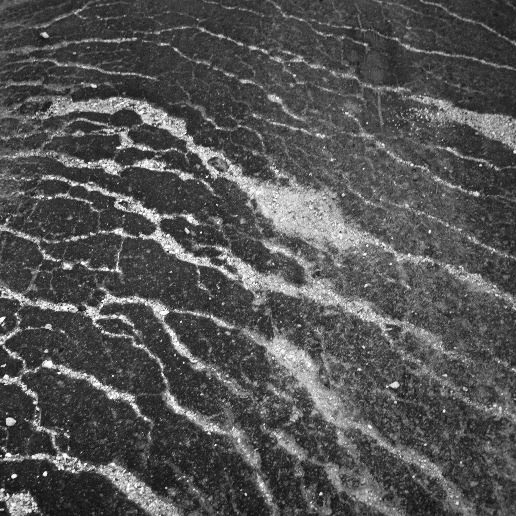 view of light cracks in asphalt