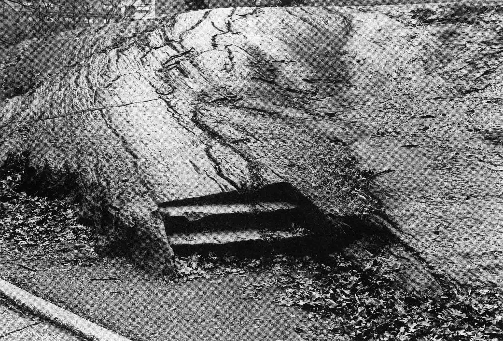 Stairs carved into the bedrock in central park