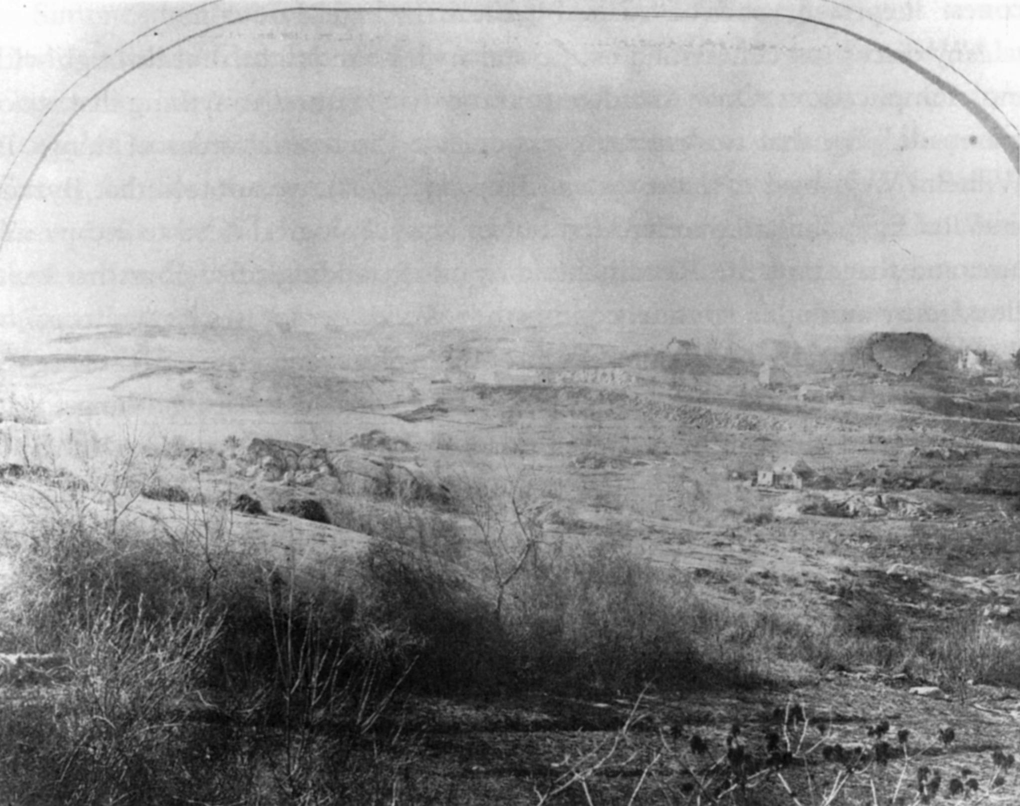 Photograph of area of greensward plan park before construction, 1858