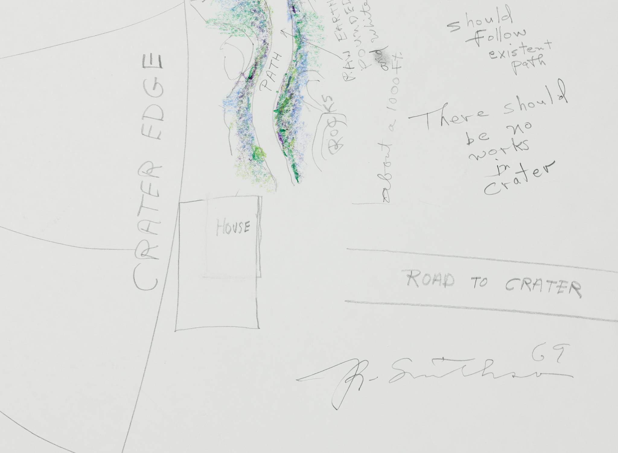 drawing featuring an aerial view of a path made of malachite and azurite
