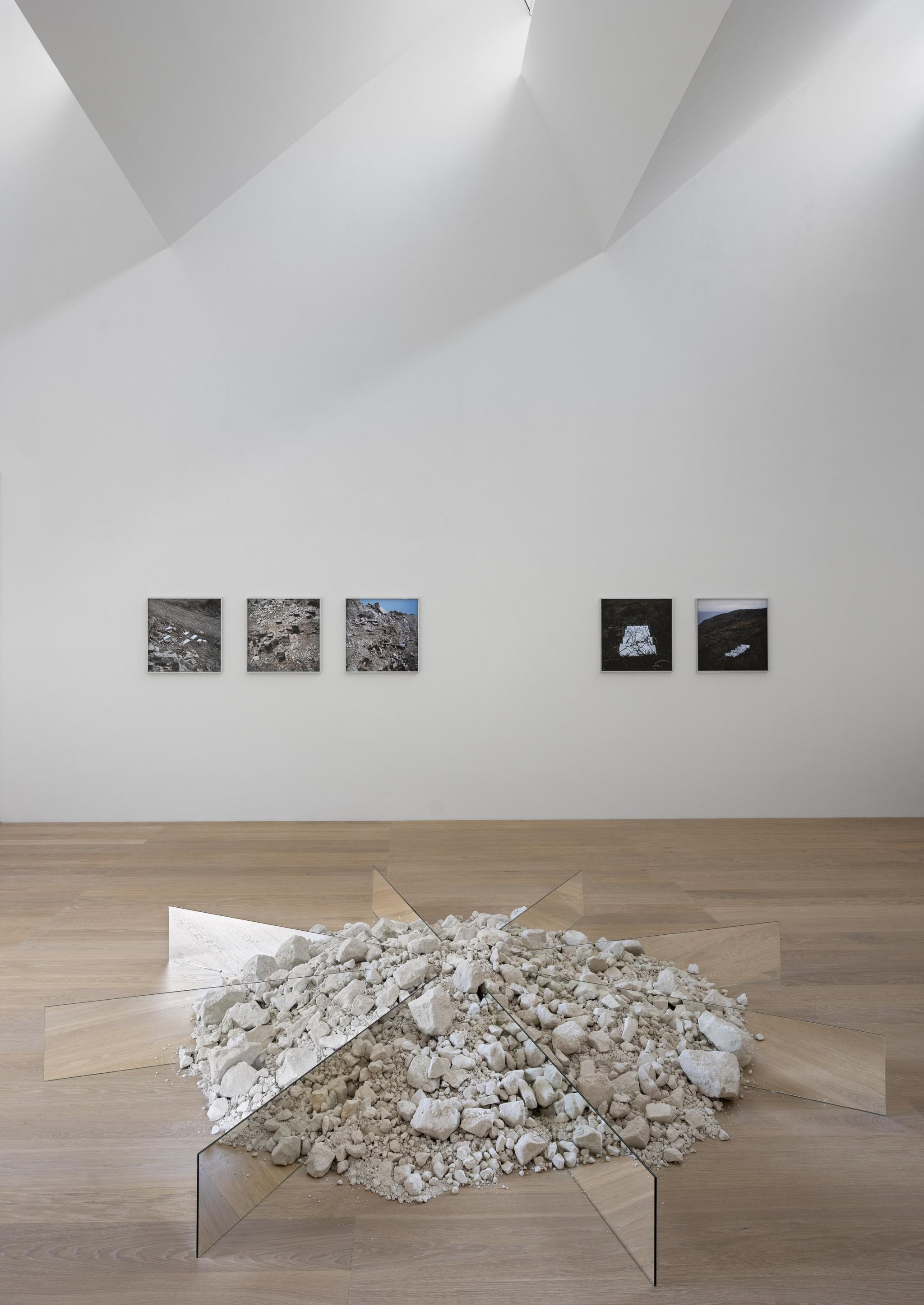 an installation of Robert Smithson artworks in a museum