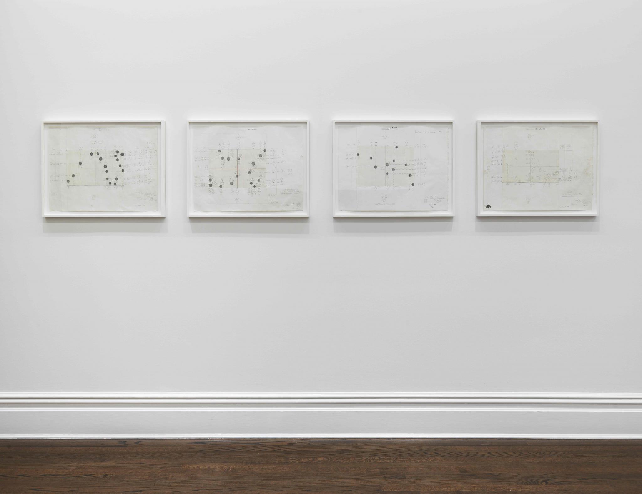 four drawings showing the star constellations in Sun Tunnels