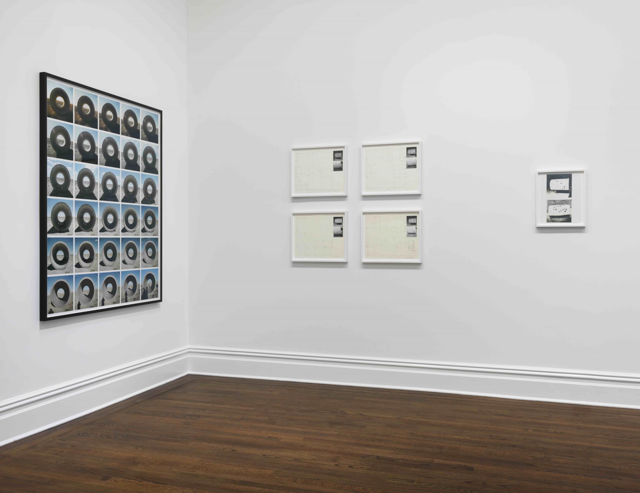 Installation view of Echoes & Evolutions: Nancy Holt’s Sun Tunnels at at Sprüth Magers, New York