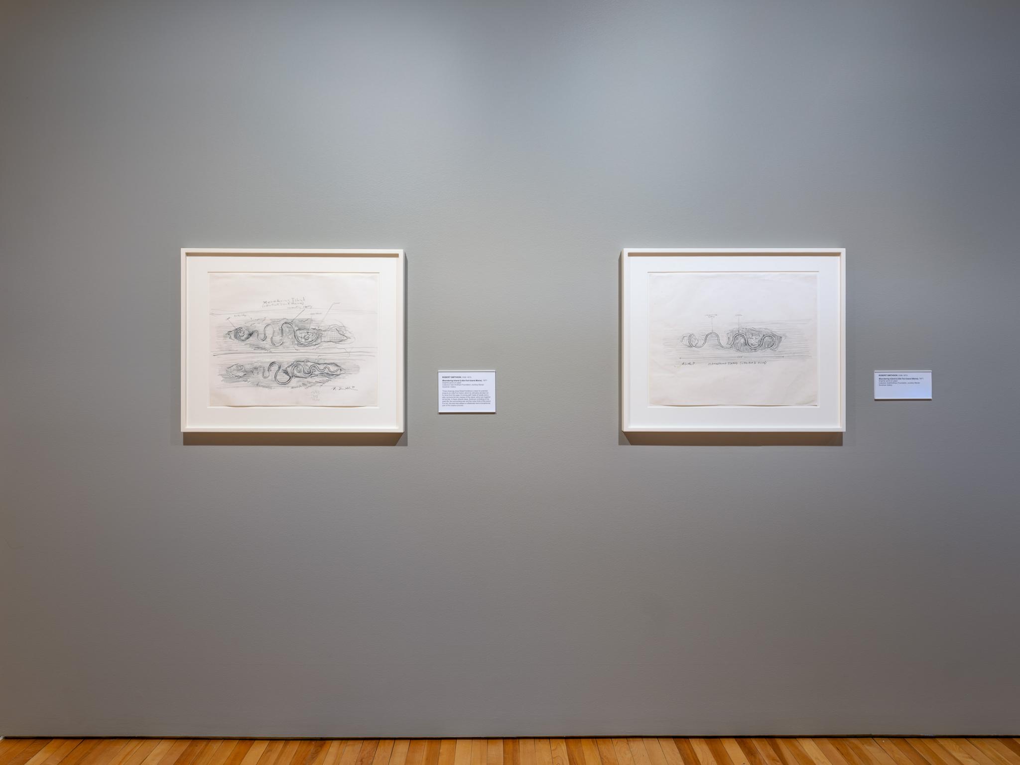 two pencil drawings of islands