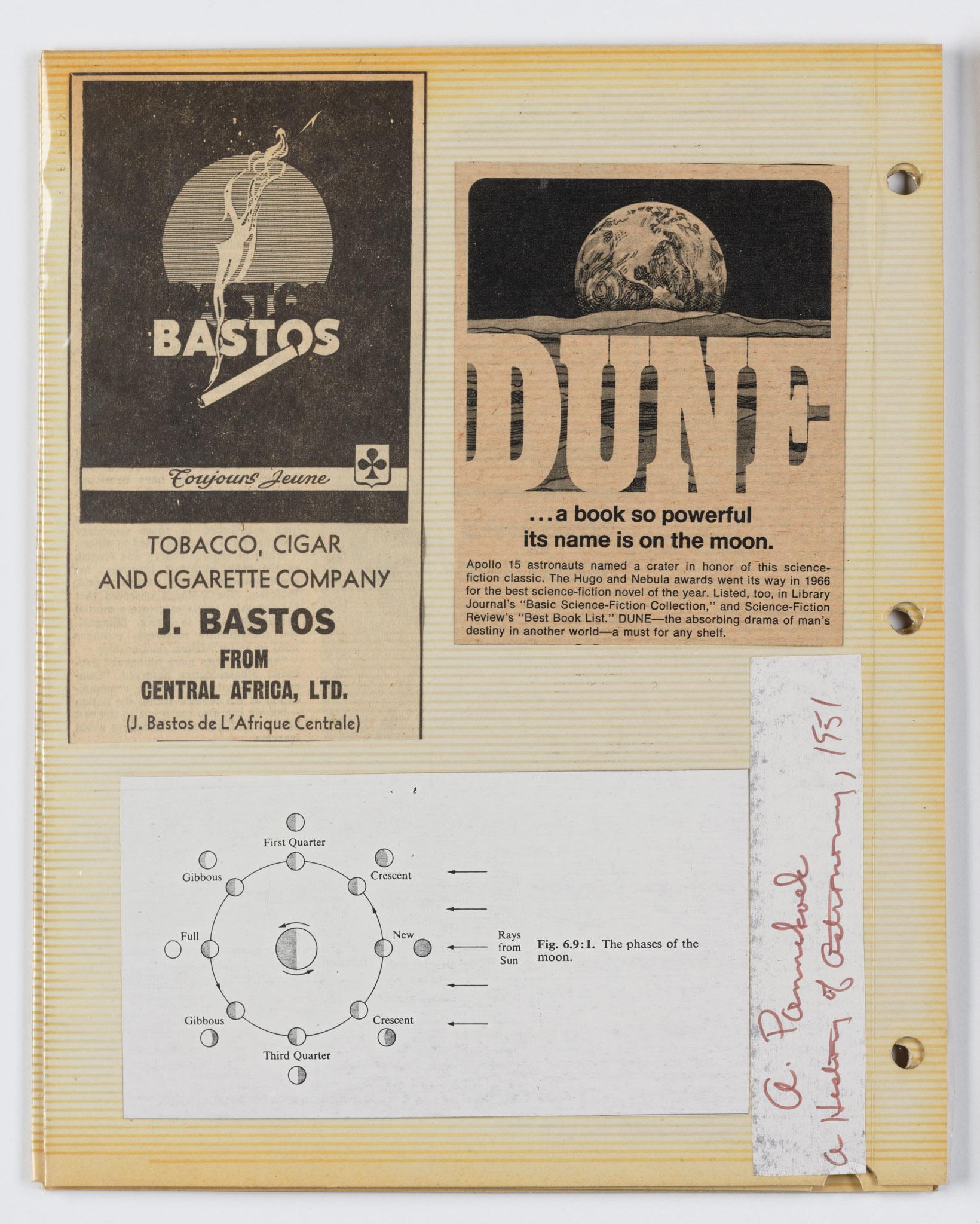 a collage book featuring writing and images of the moon