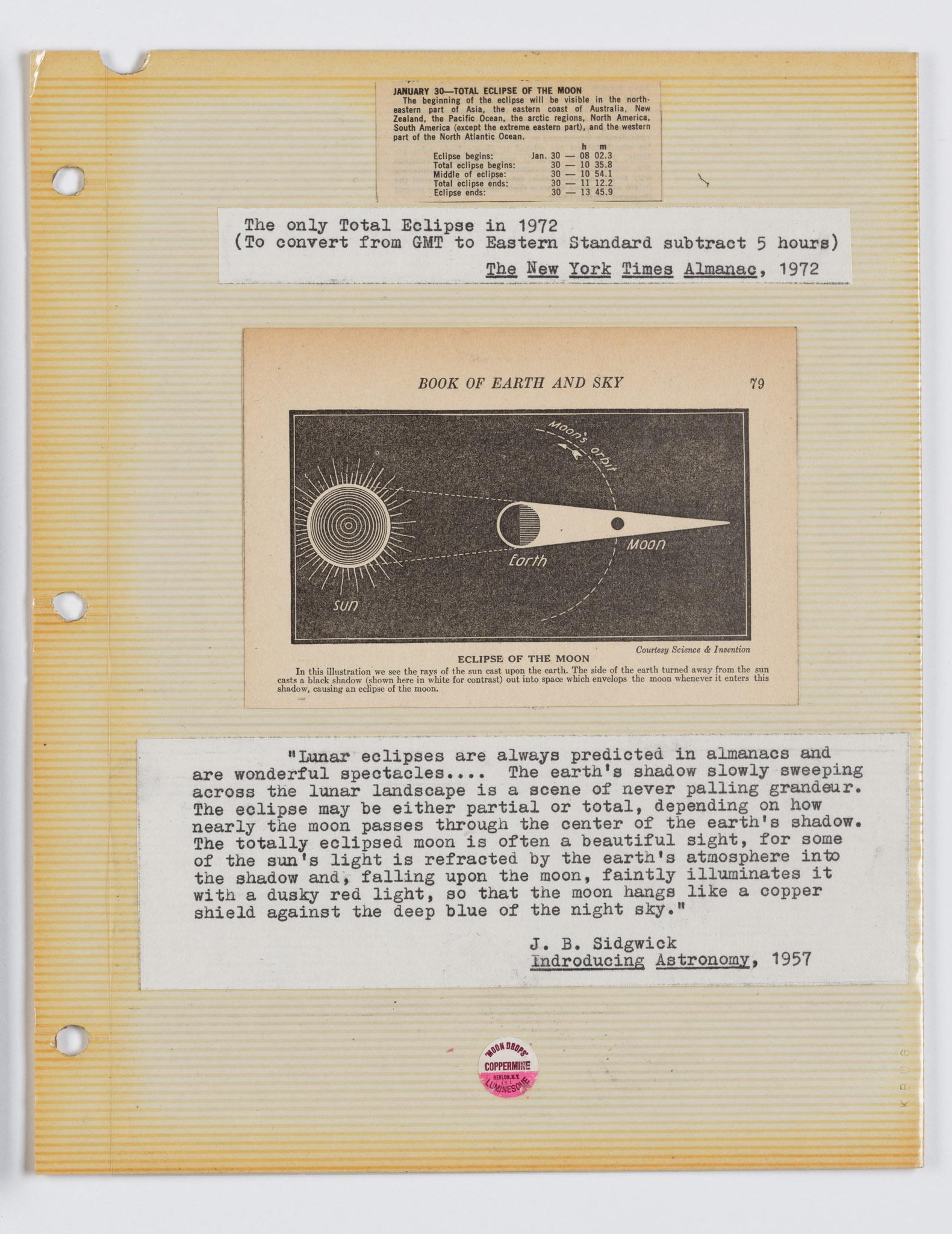a collage book featuring writing and images of the moon