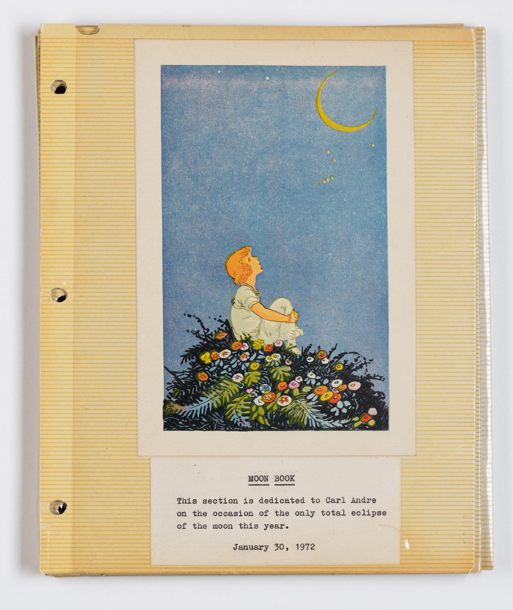 a collaged book featuring images and text relating to the moon