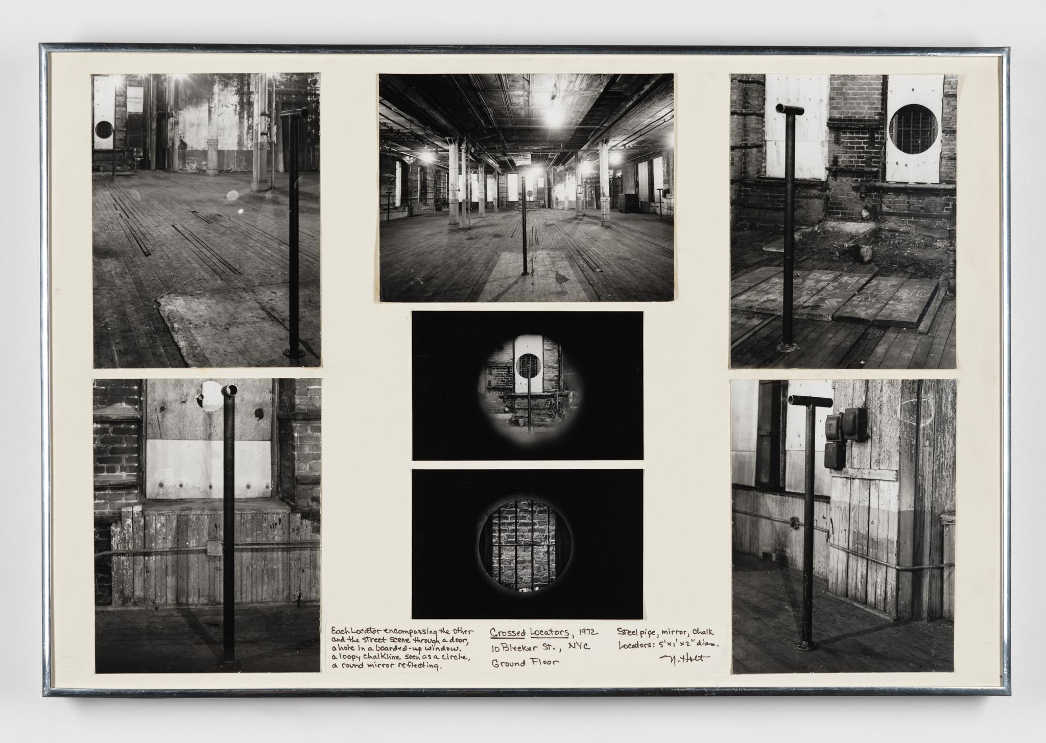 a collage made from images of the sculpture Crossed Locators